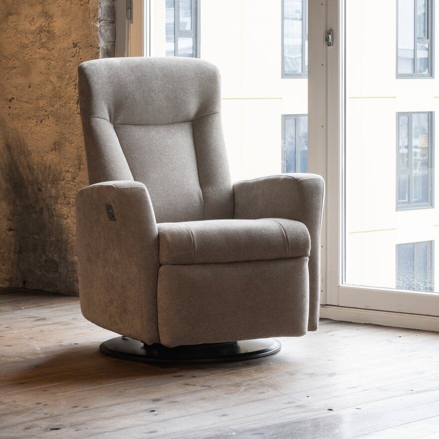 Prince beige natur recliner med motor Bohus
